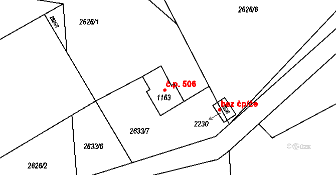 Morávka 506 na parcele st. 1163 v KÚ Morávka, Katastrální mapa
