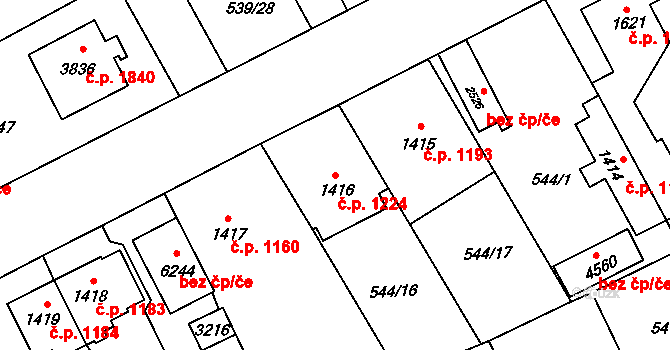 Šumperk 1224 na parcele st. 1416 v KÚ Šumperk, Katastrální mapa