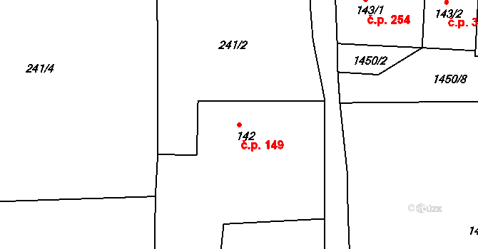 Dolní Podluží 149 na parcele st. 142 v KÚ Dolní Podluží, Katastrální mapa