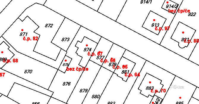Mimoň V 66, Mimoň na parcele st. 877 v KÚ Mimoň, Katastrální mapa