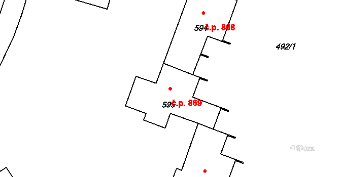 Lutyně 869, Orlová na parcele st. 595 v KÚ Horní Lutyně, Katastrální mapa