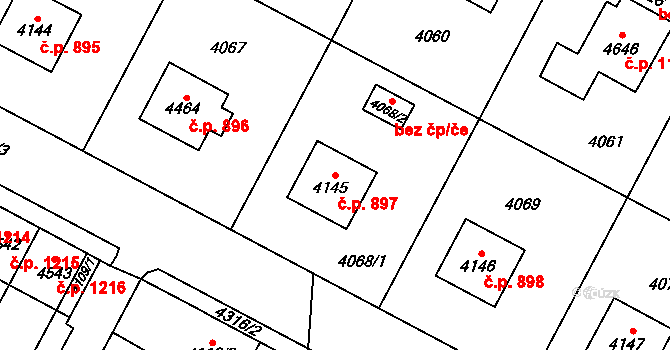 Žamberk 897 na parcele st. 4145 v KÚ Žamberk, Katastrální mapa