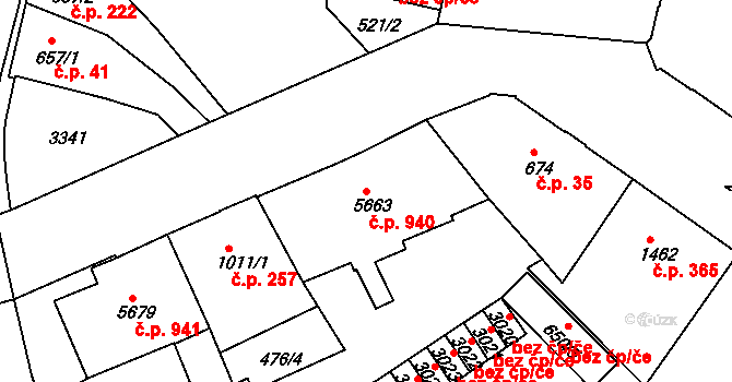 Chrudim II 940, Chrudim na parcele st. 5663 v KÚ Chrudim, Katastrální mapa