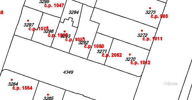Teplice 2052 na parcele st. 3271 v KÚ Teplice, Katastrální mapa
