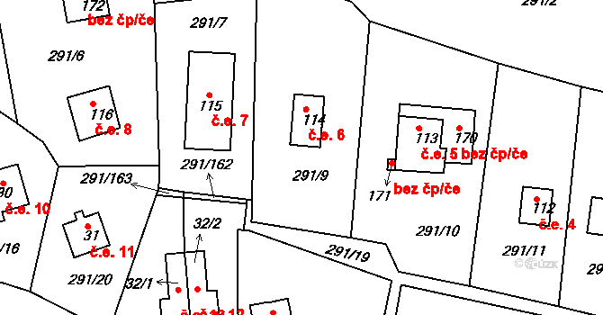 Cetnov 6, Cheb na parcele st. 114 v KÚ Cetnov, Katastrální mapa