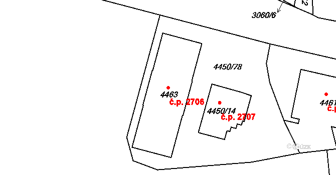 Žižkov 2706, Praha na parcele st. 4463 v KÚ Žižkov, Katastrální mapa