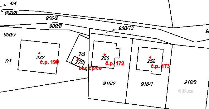 Starý Rožmitál 172, Rožmitál pod Třemšínem na parcele st. 256 v KÚ Starý Rožmitál, Katastrální mapa