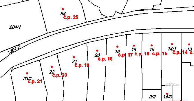 Pilníkov 18 na parcele st. 20 v KÚ Pilníkov I, Katastrální mapa