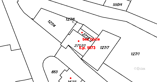 Sezimovo Ústí 1073 na parcele st. 2717/1 v KÚ Sezimovo Ústí, Katastrální mapa