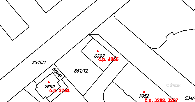 Jablonec nad Nisou 4665 na parcele st. 6397 v KÚ Jablonec nad Nisou, Katastrální mapa
