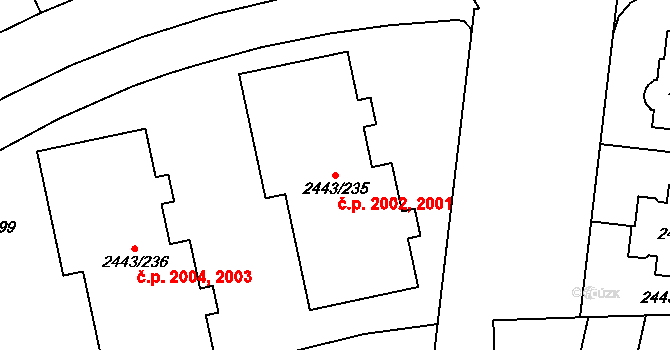 Roztoky 2001,2002 na parcele st. 2443/235 v KÚ Roztoky u Prahy, Katastrální mapa