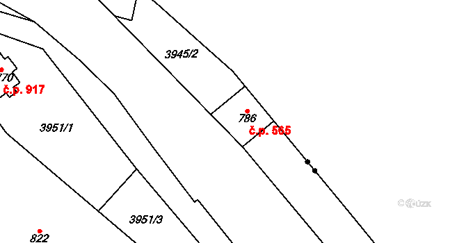Horní Slavkov 565 na parcele st. 786 v KÚ Horní Slavkov, Katastrální mapa