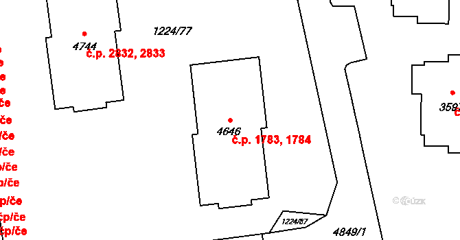 Rožnov pod Radhoštěm 1783,1784 na parcele st. 4646 v KÚ Rožnov pod Radhoštěm, Katastrální mapa