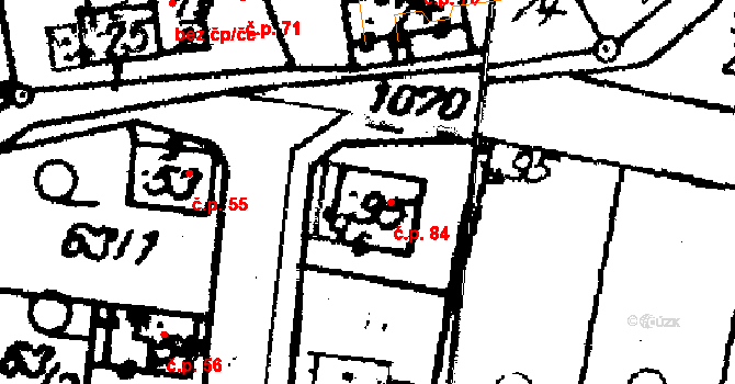 Čechočovice 84 na parcele st. 95 v KÚ Čechočovice, Katastrální mapa