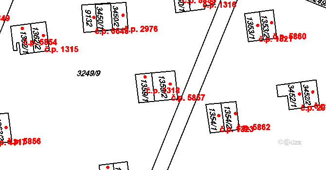 Zlín 5857 na parcele st. 1359/2 v KÚ Zlín, Katastrální mapa