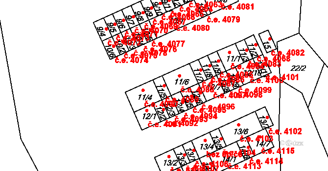 Kadaň 4089 na parcele st. 11/5 v KÚ Bystřice u Kadaně, Katastrální mapa