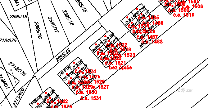 Pelhřimov 1521 na parcele st. 2695/119 v KÚ Pelhřimov, Katastrální mapa