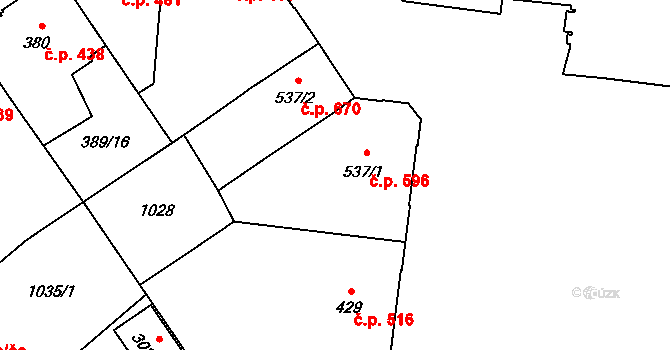 Přívoz 596, Ostrava na parcele st. 537/1 v KÚ Přívoz, Katastrální mapa