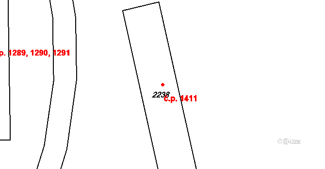 Poruba 1411, Ostrava na parcele st. 2238 v KÚ Poruba-sever, Katastrální mapa
