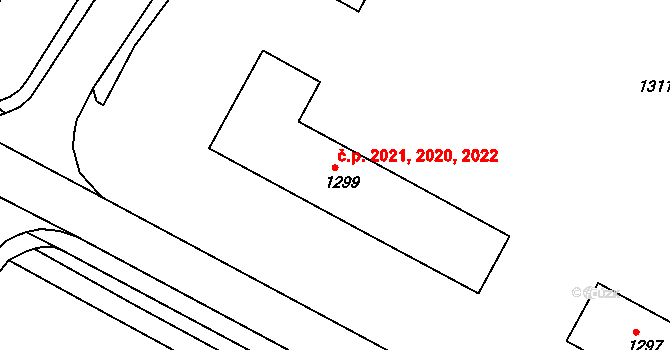 Žďár nad Sázavou 3 2020,2021,2022, Žďár nad Sázavou na parcele st. 1299 v KÚ Město Žďár, Katastrální mapa