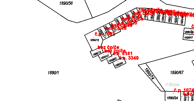 Ústí nad Labem 38850389 na parcele st. 1890/19 v KÚ Klíše, Katastrální mapa