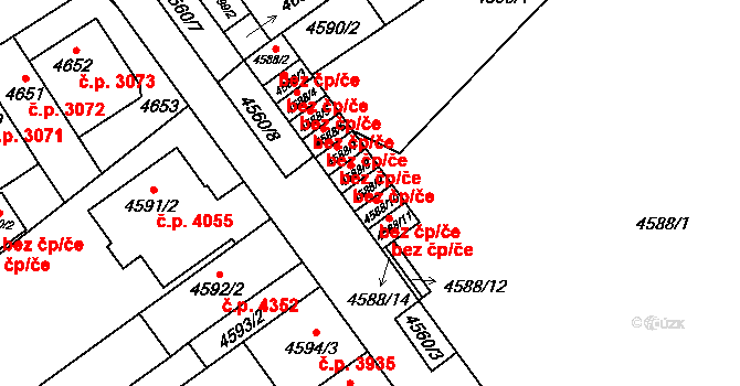 Brno 39486389 na parcele st. 4588/9 v KÚ Židenice, Katastrální mapa