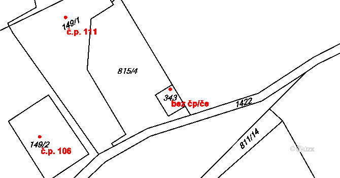 Zlín 41186389 na parcele st. 343 v KÚ Kudlov, Katastrální mapa