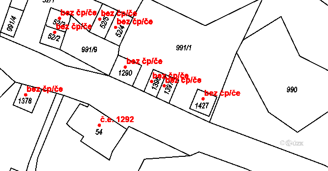 Kořenov 42691389 na parcele st. 1397 v KÚ Polubný, Katastrální mapa