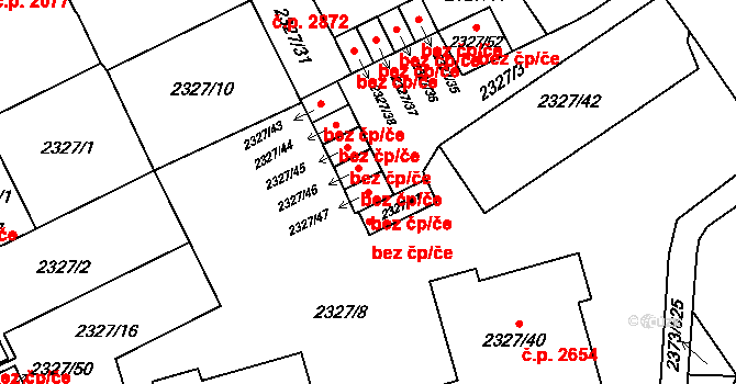 Opava 43796389 na parcele st. 2327/47 v KÚ Opava-Předměstí, Katastrální mapa