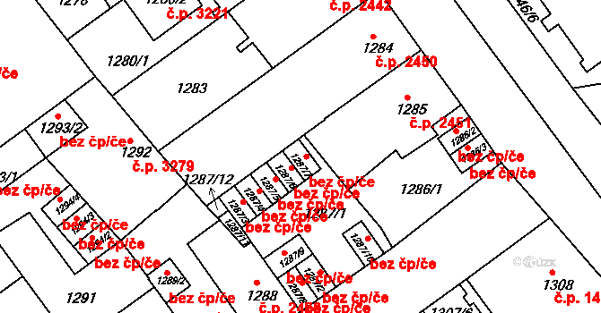 Teplice 45138389 na parcele st. 1287/7 v KÚ Teplice, Katastrální mapa