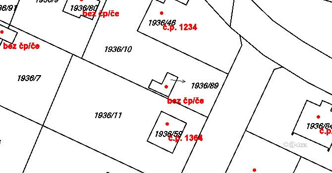Benešov 45358389 na parcele st. 1936/89 v KÚ Benešov u Prahy, Katastrální mapa