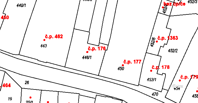 Třešť 176 na parcele st. 446/1 v KÚ Třešť, Katastrální mapa