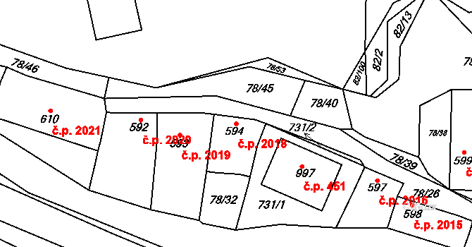 Kralupy nad Vltavou 2018 na parcele st. 594 v KÚ Lobeč, Katastrální mapa