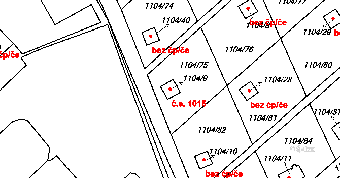 Novosedlice 1015 na parcele st. 1104/9 v KÚ Novosedlice, Katastrální mapa
