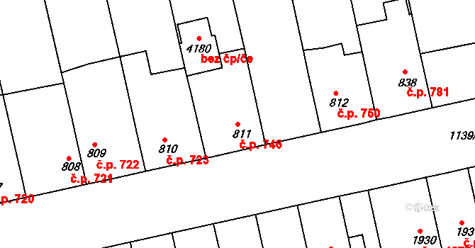 Humpolec 746 na parcele st. 811 v KÚ Humpolec, Katastrální mapa