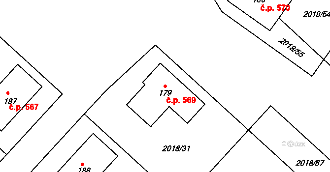 Chlupice 569, Hostěradice na parcele st. 179 v KÚ Chlupice, Katastrální mapa