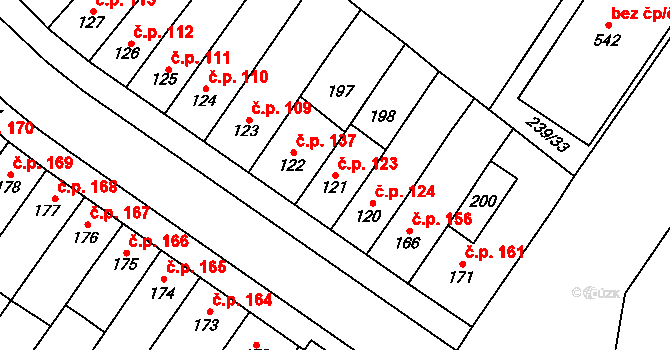 Přerov II-Předmostí 123, Přerov na parcele st. 121 v KÚ Předmostí, Katastrální mapa