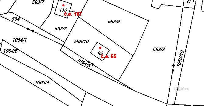 Pulovice 55, Šemnice na parcele st. 82 v KÚ Pulovice, Katastrální mapa
