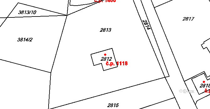 Roztoky 1118 na parcele st. 2812 v KÚ Žalov, Katastrální mapa