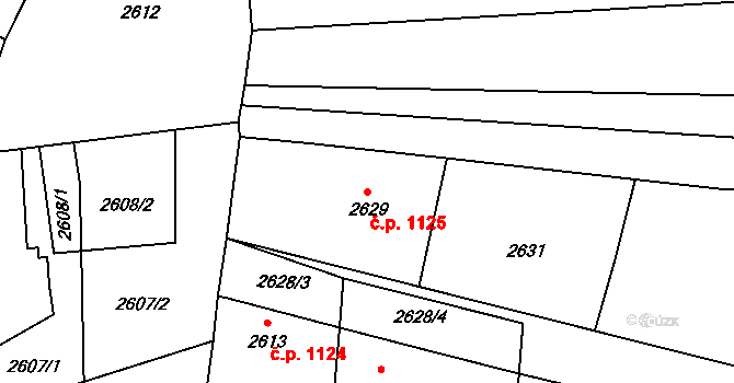 Vracov 1125 na parcele st. 2629 v KÚ Vracov, Katastrální mapa