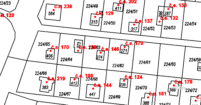 Rabyně 146 na parcele st. 274 v KÚ Rabyně, Katastrální mapa