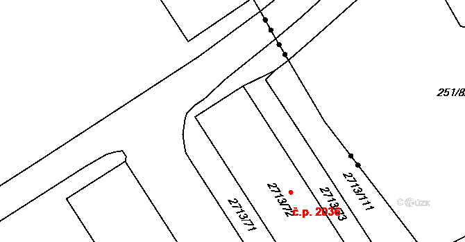 Tachov 2036 na parcele st. 2713/72 v KÚ Tachov, Katastrální mapa