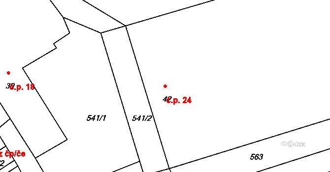 Nítovice 24, Kardašova Řečice na parcele st. 42 v KÚ Nítovice, Katastrální mapa