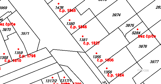 Břeclav 1827 na parcele st. 1381 v KÚ Břeclav, Katastrální mapa