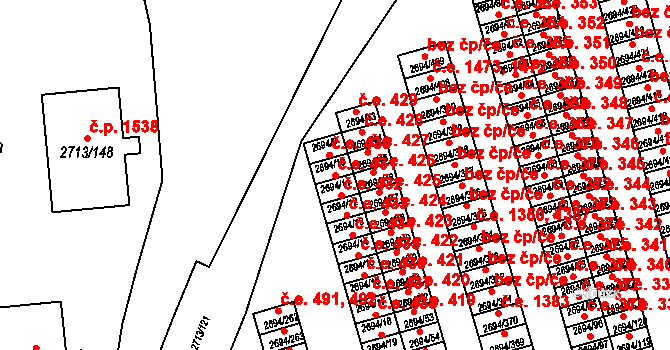 Pelhřimov 431 na parcele st. 2694/10 v KÚ Pelhřimov, Katastrální mapa