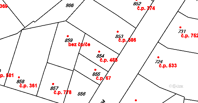 Žižkov 488, Praha na parcele st. 854 v KÚ Žižkov, Katastrální mapa