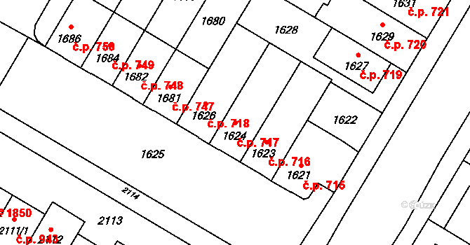 České Budějovice 7 717, České Budějovice na parcele st. 1624 v KÚ České Budějovice 7, Katastrální mapa