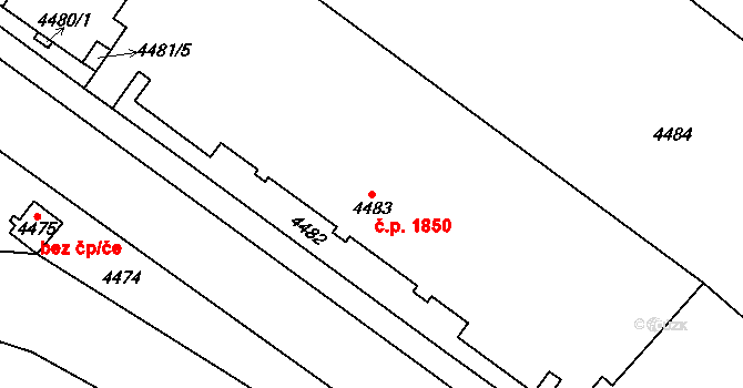 Chomutov 1850 na parcele st. 4483 v KÚ Chomutov I, Katastrální mapa