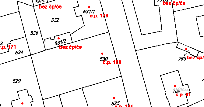Liberec XI-Růžodol I 158, Liberec na parcele st. 530 v KÚ Růžodol I, Katastrální mapa