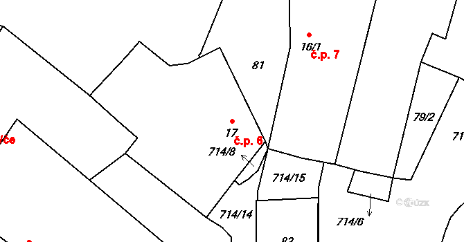 Lhota 6, Dynín na parcele st. 17 v KÚ Lhota u Dynína, Katastrální mapa